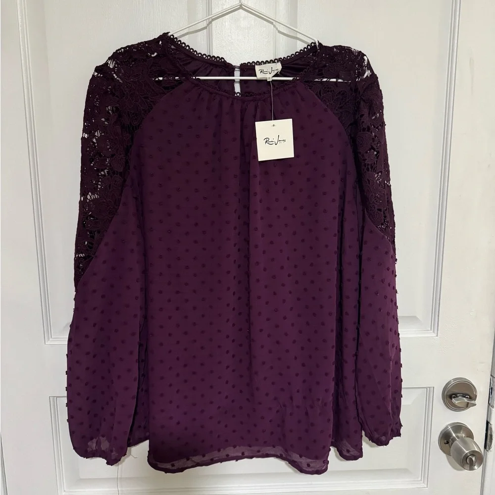 Remi James Purple Layered Long Sleeve Top Size 1X New With Tags - Picture 2 of 8